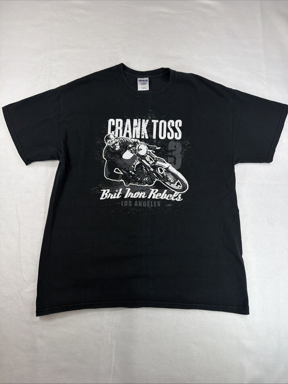 Vintage Brit Iron Rebels Crank Toss 3 T Shirt L Los Angeles Motorcycle Club Tee
